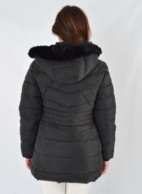 Jaqueta Estofada Capuz Pele Safira Fashion Cor Preto - Foto 5