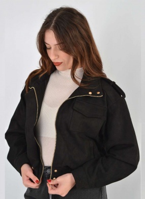 Jaqueta Bomber Suede Preto Pellini - Foto 1
