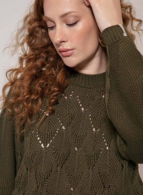 Blusa Verde Oliva Trama Vazada Biamar  - Foto 1