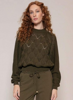 Blusa Verde Oliva Trama Vazada Biamar  - Foto 2