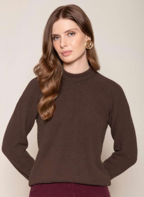 Blusa B�sica Fio Pluma Marrom Biamar - Foto 2