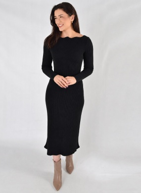 Vestido Canelado Preto Gida Malhas  - Foto 1