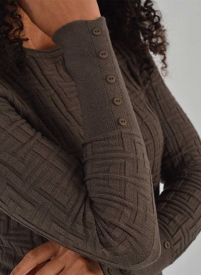 Blusa Modal Promo Alpelo Bot�es Punho Marrom - Foto 2