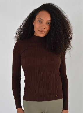 Blusa B�sica Canelada Promo Alpelo Marrom - Foto 1