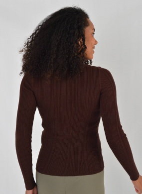 Blusa B�sica Canelada Promo Alpelo Marrom - Foto 2