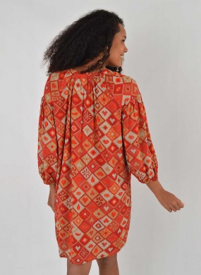 Vestido Curto Estampa Fuxico Cant�o - Foto 3