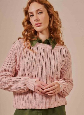 Blusa Tricot Ponto Vazado Biamar Rose - Foto 2