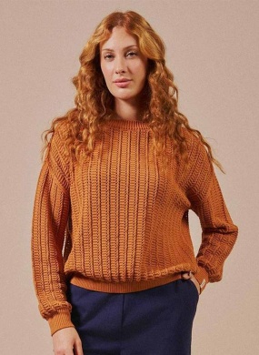 Blusa Tricot Ponto Vazado Biamar Caramelo - Foto 1
