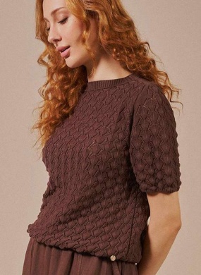 Blusa em Ponto Vazado Biamar Cacau - Foto 2