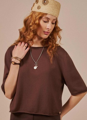Blusa B�sica Decote Canoa Biamar Cacau - Foto 1
