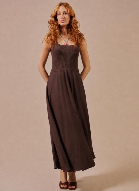 Vestido Midi Detalhes Tric� Biamar Cacau - Foto 1