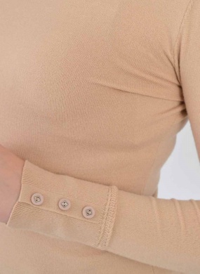 Blusa B�sica Promo Alpelo Bege Praline Gola Alta - Foto 2