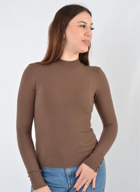 Blusa B�sica Promo Alpelo Marrom Tiramissu Gola Alta - Foto 1